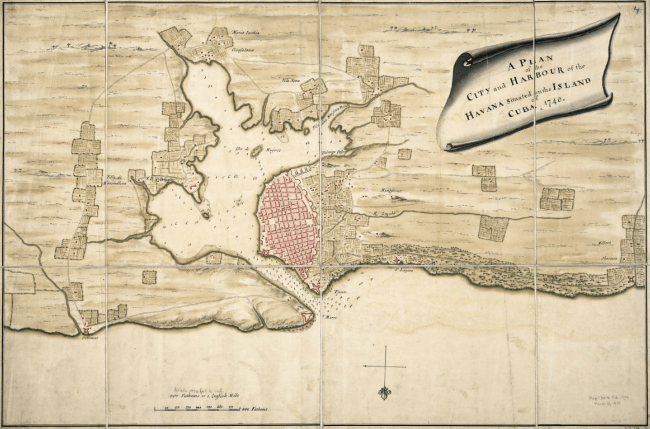 havanamap1740_Plan_of_the_city_and_harbour_of_the_Havanna_situated_on_the_island_of_Cuba_BPL_m8628 -650wide